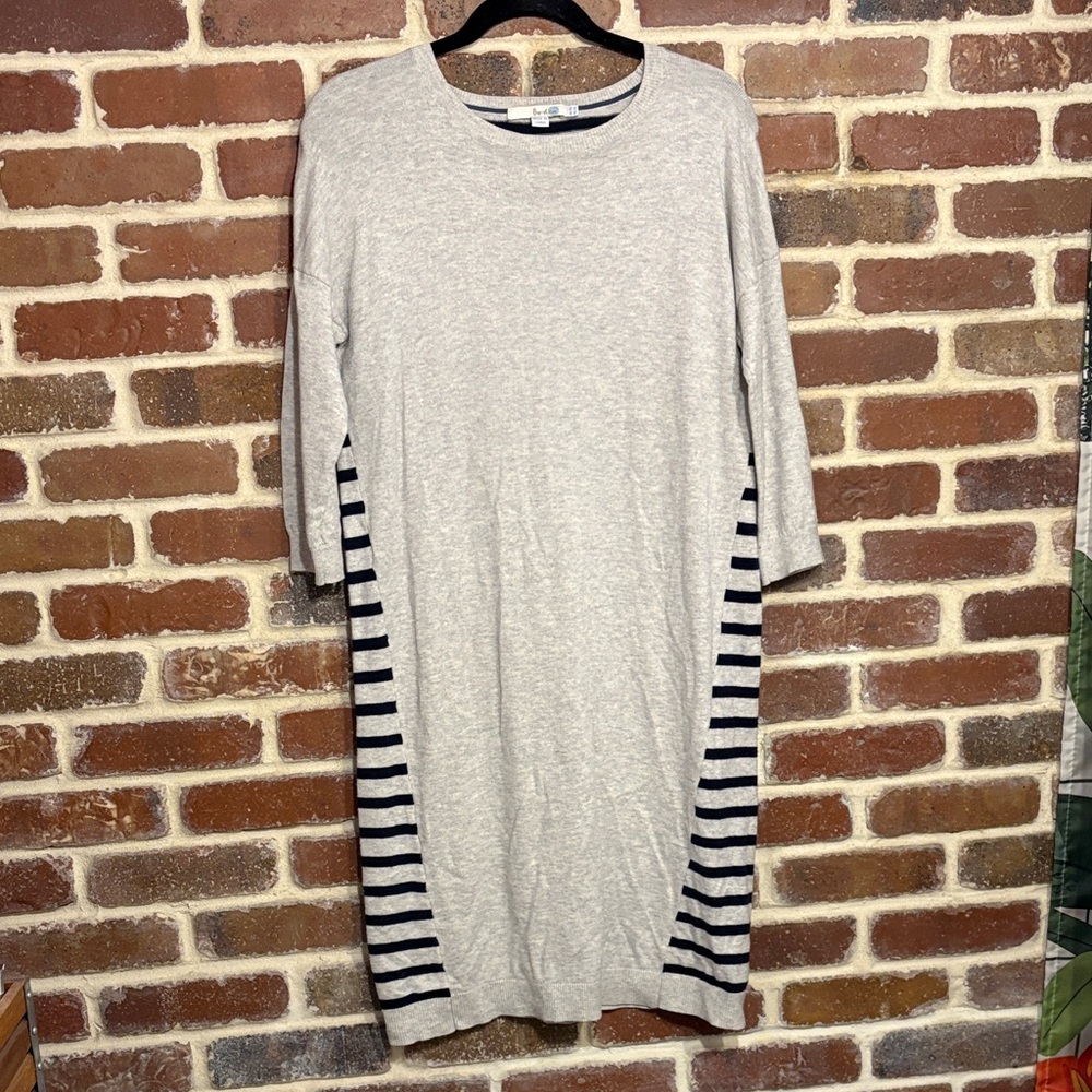 Boden Light Gray Dress with Blue Stripes size 6 long